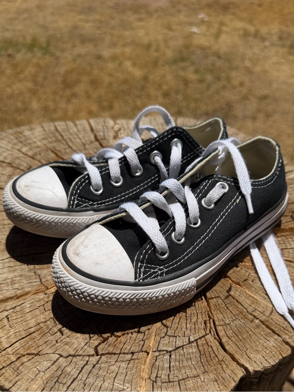 Converse Black Low-Top Kids Sneakers with White Laces